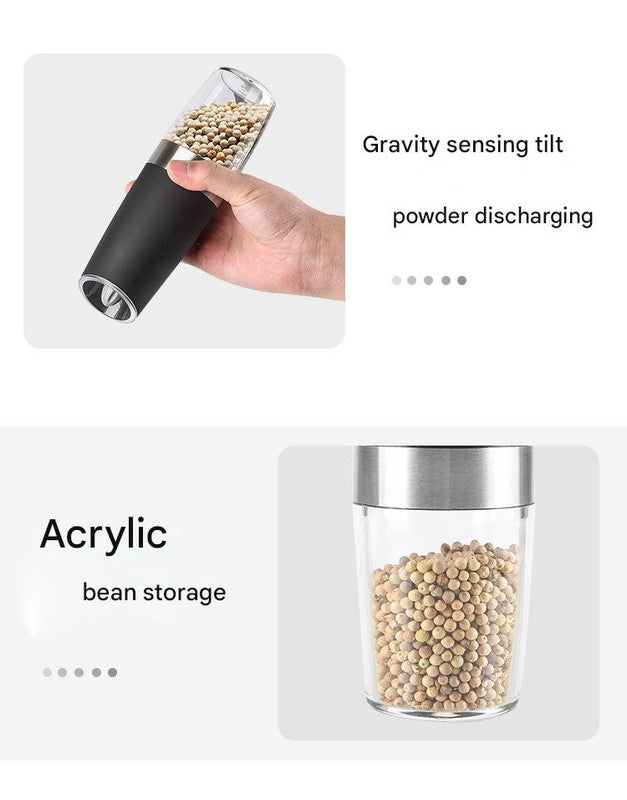 Gravity Electric Salt & Pepper Grinder Set - Adjustable Coarseness, LED Light, Battery Operated(black) - Image 6
