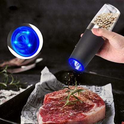 Gravity Electric Salt & Pepper Grinder Set - Adjustable Coarseness, LED Light, Battery Operated(silver) - Image 2