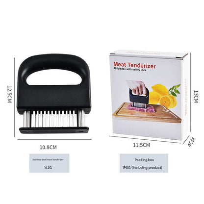 Professional Meat Tenderizer Tool - 48 Stainless Steel Blades with Safety Lock & Ergonomic Handle - Image 3