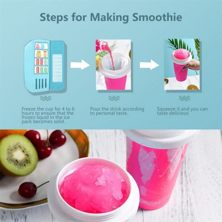 DIY Frozen Magic Slushy Maker Cup - Quick Squeeze Smoothie Cup with Lid & Straw/Spoon(Green) - Image 4