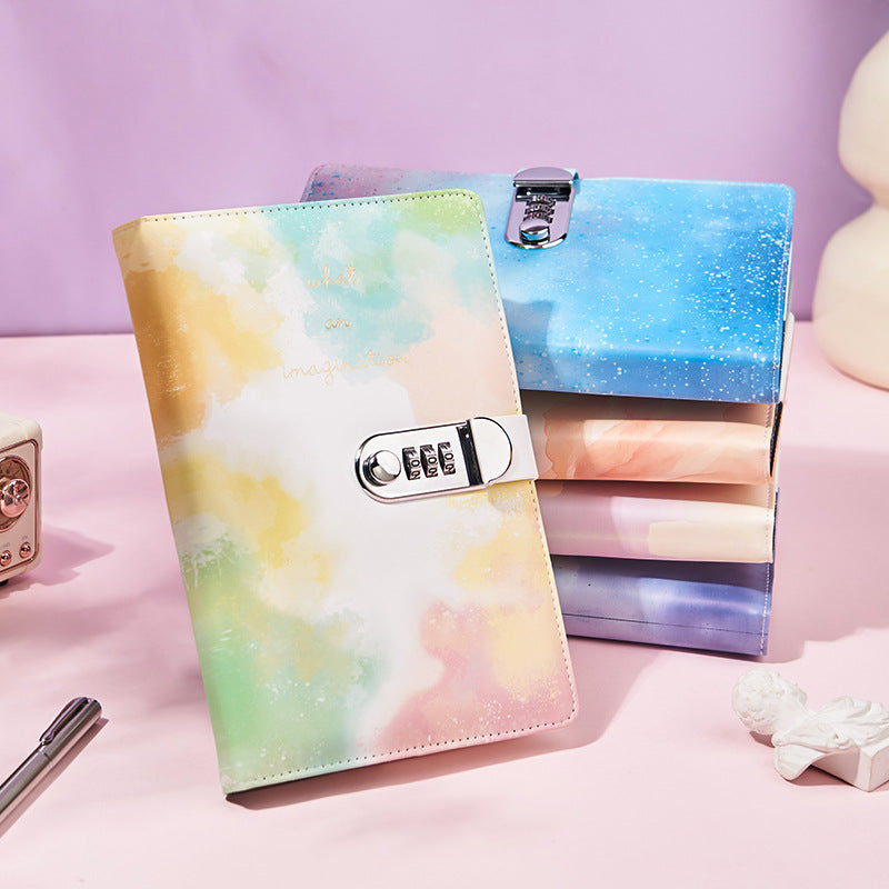 A5 Tie-Dye Journal with Combination Lock - 240 Pages, Soft Touch Cover Diary(Pink Green) - Image 2