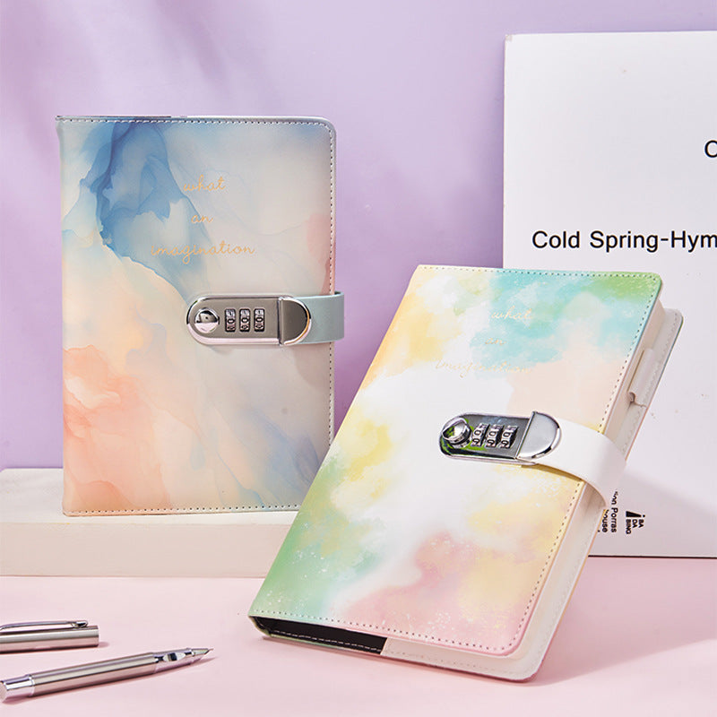 A5 Tie-Dye Journal with Combination Lock - 240 Pages, Soft Touch Cover Diary(Blue) - Image 3