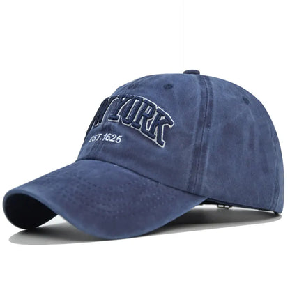Vintage New York Est. 1625" Washed Cotton Baseball Cap - Adjustable & Unisex(Navy blue)"