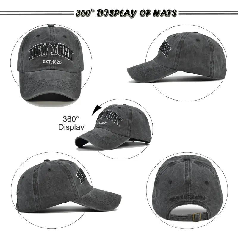 Vintage New York Est. 1625" Washed Cotton Baseball Cap - Adjustable & Unisex(Navy blue)" - Image 4