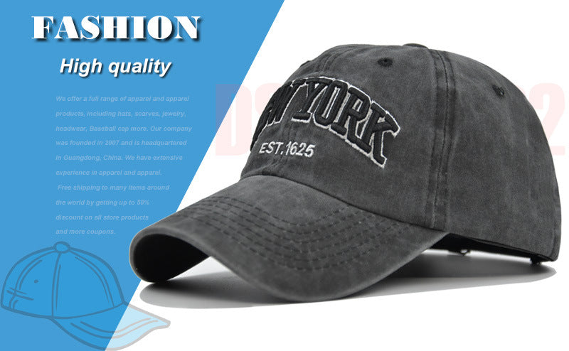 Vintage New York Est. 1625" Washed Cotton Baseball Cap - Adjustable & Unisex(Gray)" - Image 3
