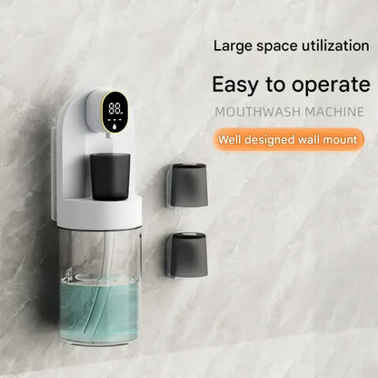 Smart Automatic Mouthwash Dispenser - 4 Adjustable Levels, LED Display, 2000mAh Battery & Magnetic Cups(white) - Image 3