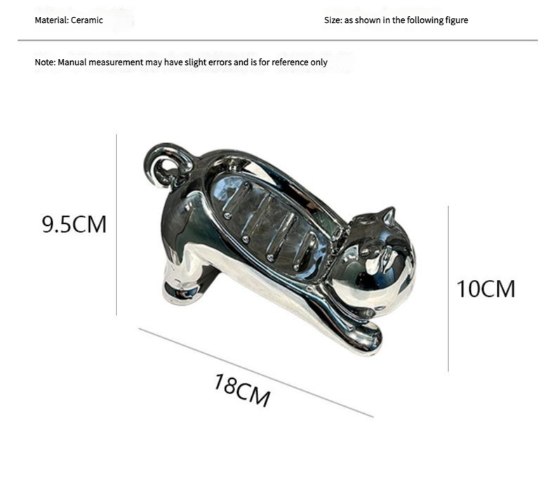 Charming Cat-Shaped Ceramic Soap Dish - Creative & Versatile Home Decor Accent(Silver) - Image 2