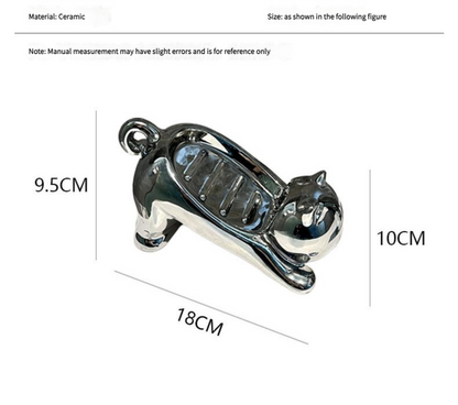 Charming Cat-Shaped Ceramic Soap Dish - Creative & Versatile Home Decor Accent(Black) - Image 2