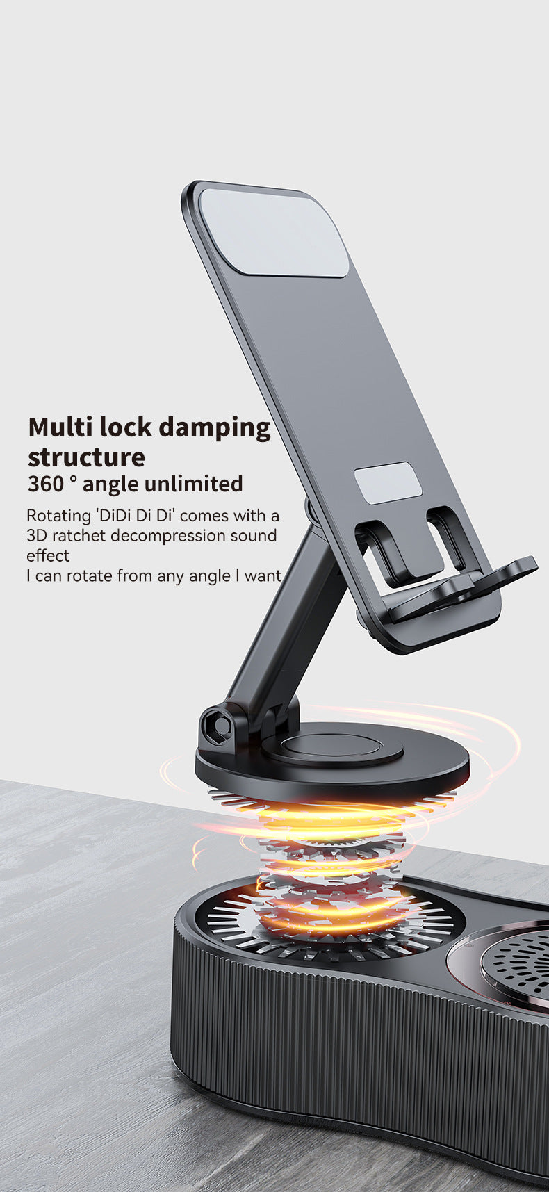Foldable Bluetooth Speaker with 360 Rotating Phone/Tablet Stand & RGB Lights - HIFI Surround Sound(black) - Image 7
