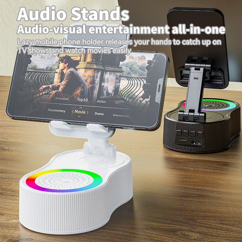 Foldable Bluetooth Speaker with 360 Rotating Phone/Tablet Stand & RGB Lights - HIFI Surround Sound(Pink) - Image 3