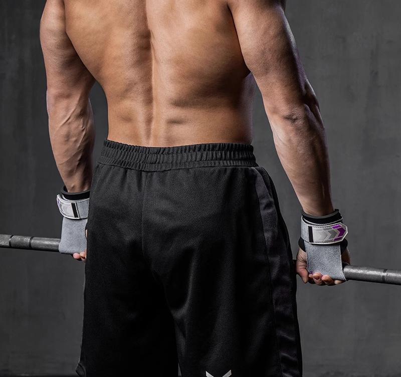 Heavy Duty Weightlifting Grips - Anti-Slip Cowhide Palm Protectors with Neoprene Wrist Support & Adjustable Straps(Brown) - Image 4