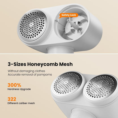 Dual-Head Electric Lint Remover - USB-C Rechargeable, LED Display, 4-Size Honeycomb Mesh(Pink) - Image 4