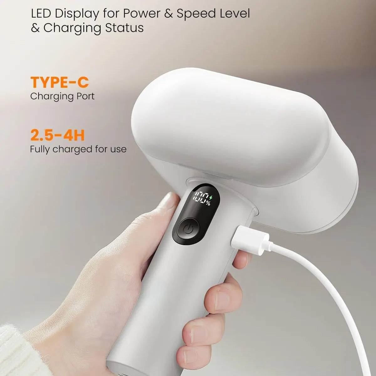 Dual-Head Electric Lint Remover - USB-C Rechargeable, LED Display, 6-Size Honeycomb Mesh(Purple) - Image 2