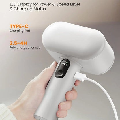Dual-Head Electric Lint Remover - USB-C Rechargeable, LED Display, 6-Size Honeycomb Mesh(Purple) - Image 2