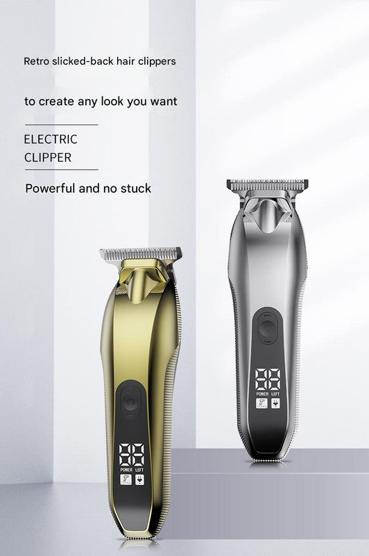 Professional Electric Hair Clipper & Beard Trimmer - USB Rechargeable, LED Display(gold) - Image 2