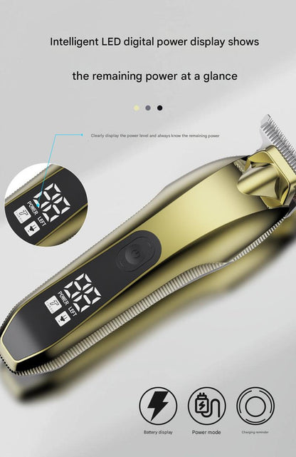 Professional Electric Hair Clipper & Beard Trimmer - USB Rechargeable, LED Display(Gray) - Image 5