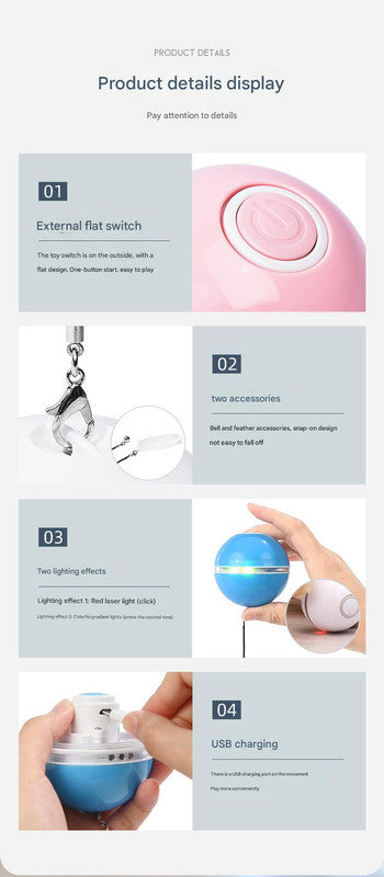 Smart USB Rechargeable Pet Interactive Rolling Ball(Blue) - Image 3