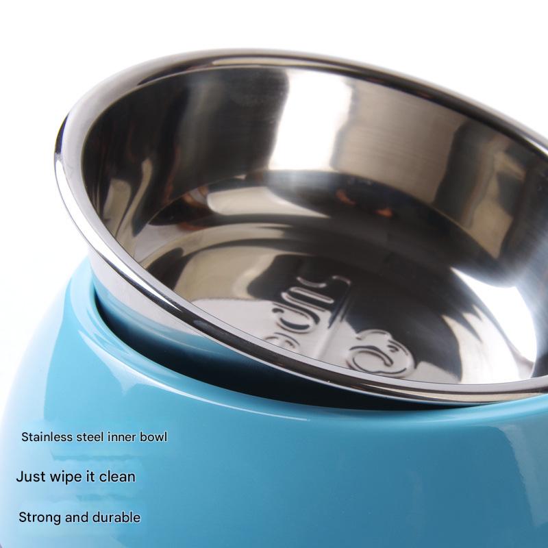 Elevated Pet Feeding Bowl with Stainless Steel Inner - Promotes Healthy Digestion & Reduces Neck Strain(White) - Image 2