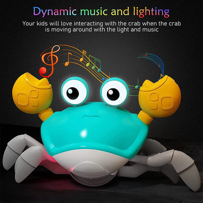 Interactive Crawling Crab Baby Toy with Music, Lights & Obstacle Avoidance(Orange) - Image 3