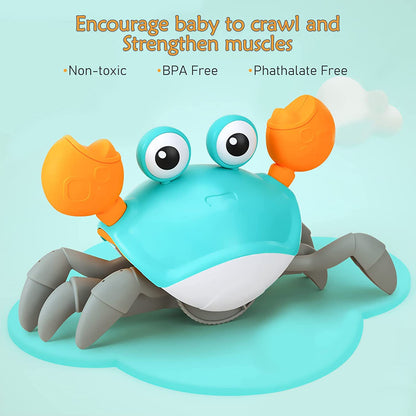Interactive Crawling Crab Baby Toy with Music, Lights & Obstacle Avoidance(Pink) - Image 2