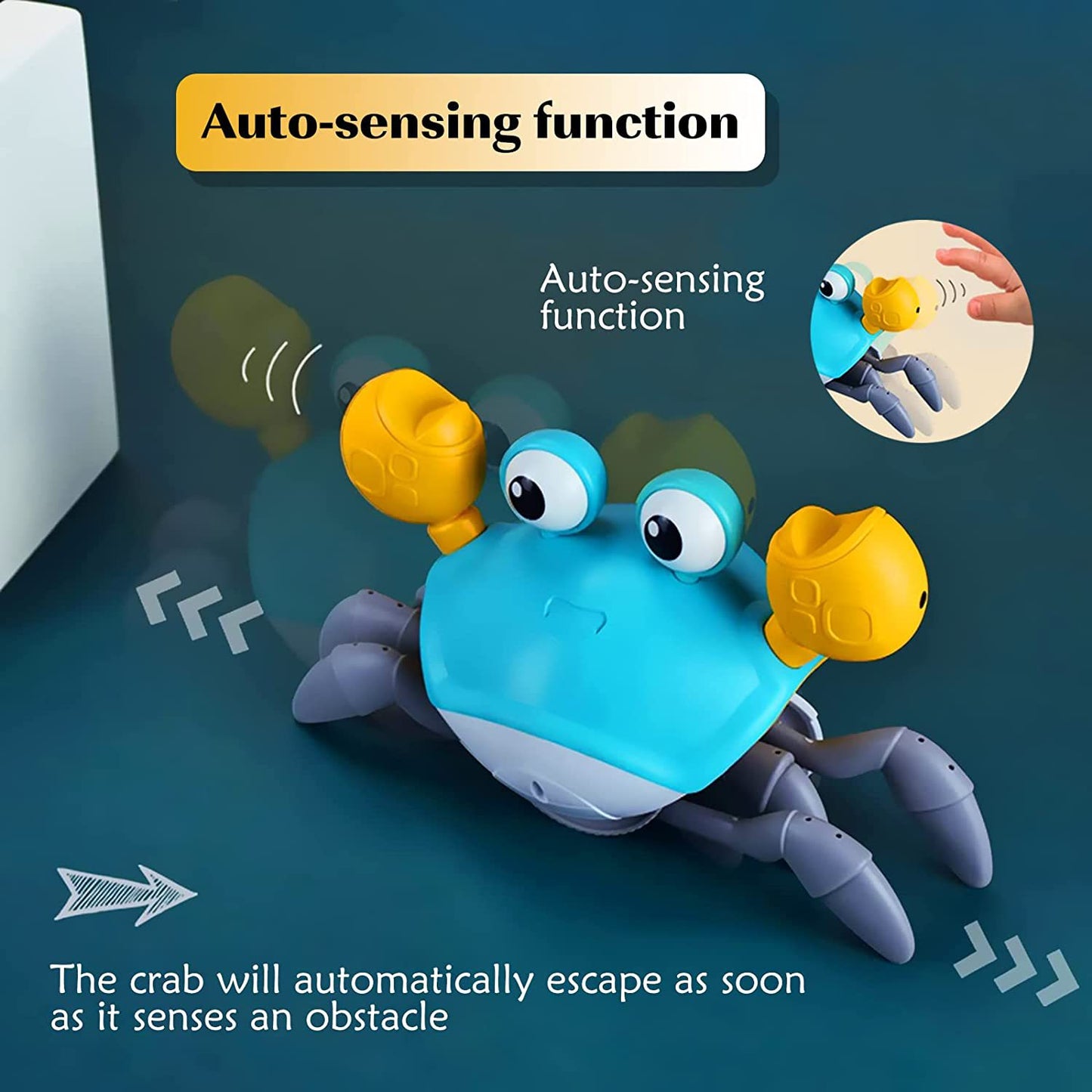 Interactive Crawling Crab Baby Toy with Music, Lights & Obstacle Avoidance(Pink) - Image 4