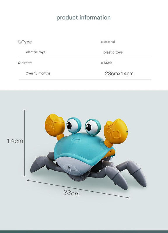 Interactive Crawling Crab Baby Toy with Music, Lights & Obstacle Avoidance(Pink) - Image 6