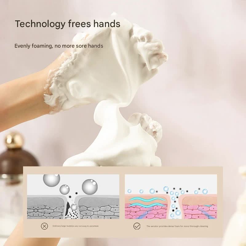 Electric Foaming Cleanser Maker - Rechargeable, Dense Foam for Deep Cleansing(Cherry Blossom Pink) - Image 2