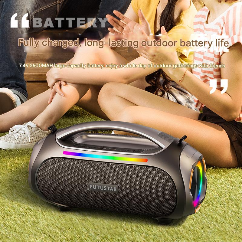 Portable Bluetooth 5.3 Speaker - 60W Powerful Sound, RGB Lights, Multiple Inputs(Blue) - Image 2