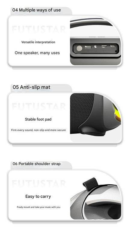 Portable Bluetooth 5.3 Speaker - 60W Powerful Sound, RGB Lights, Multiple Inputs(Blue) - Image 7