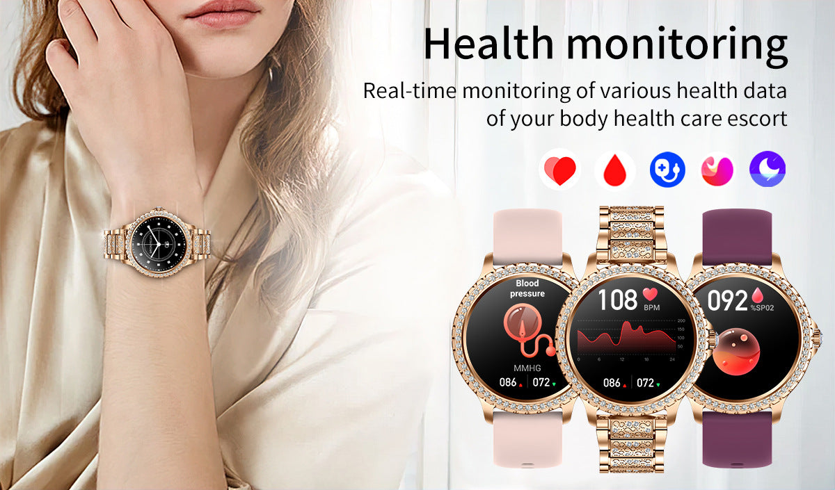 Elegant Women's Smartwatch,HD Touchscreen, Bluetooth Calls, Health Monitoring(Black) - Image 6
