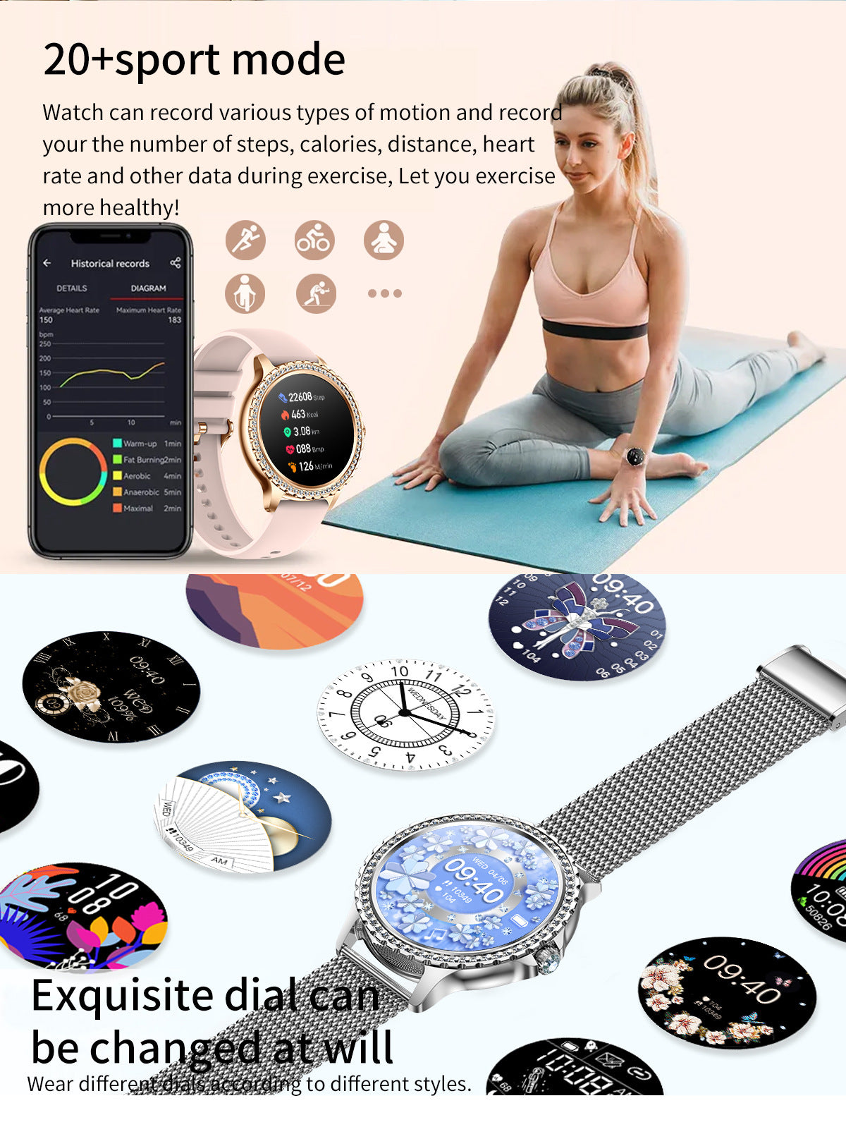 Elegant Women's Smartwatch,HD Touchscreen, Bluetooth Calls, Health Monitoring(Black) - Image 7