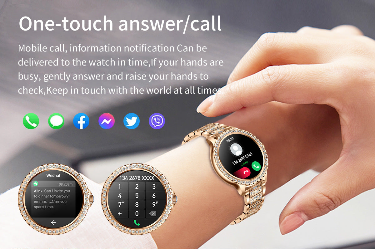 Elegant Women's Smartwatch,HD Touchscreen, Bluetooth Calls, Health Monitoring(Black Thin Steel Strip) - Image 5