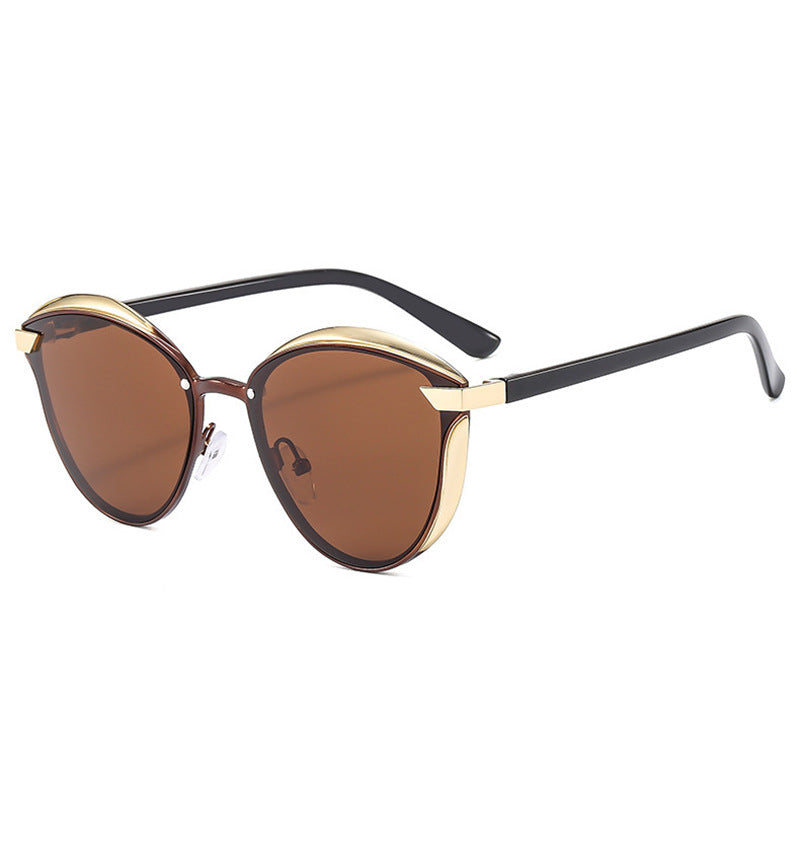2-pcs Brown Elegant Women's Cat Eye Sunglasses - Anti-Glare, Lightweight Frame