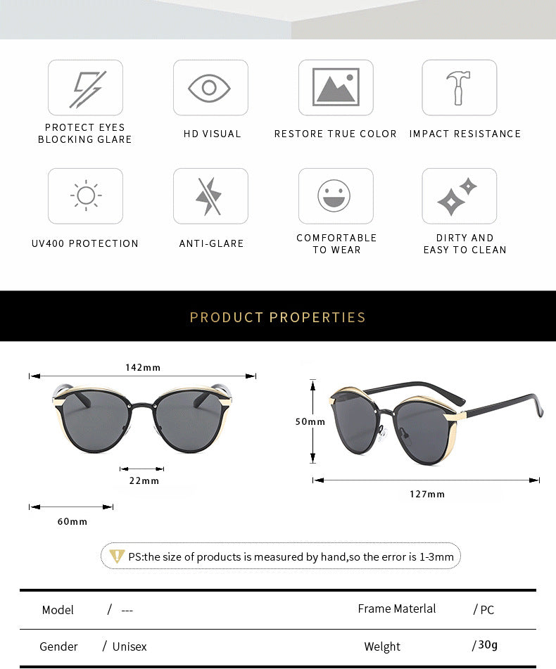 2-pcs Brown Elegant Women's Cat Eye Sunglasses - Anti-Glare, Lightweight Frame - Image 2