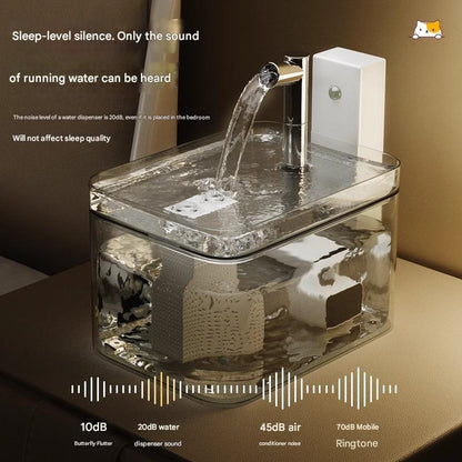 Transparent Wireless Sensor Pet Water Fountain - 1.5L Automatic Filtered Dispenser - Image 3