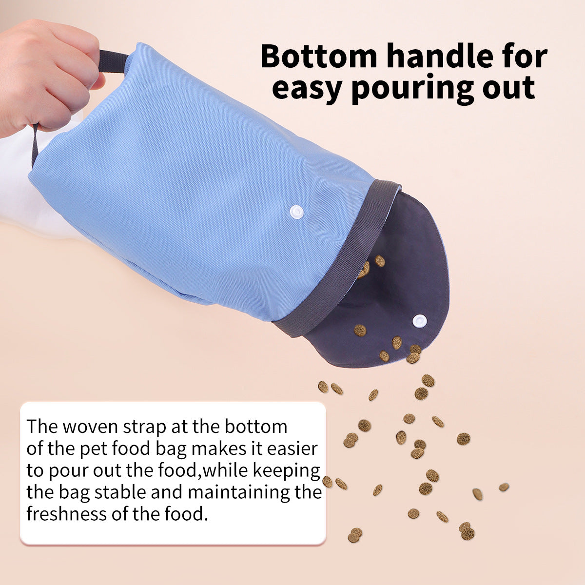 2-pcs Blue Portable Pet Food Storage Bag - Roll Top Treat Pouch for Travel & Walks - Image 2