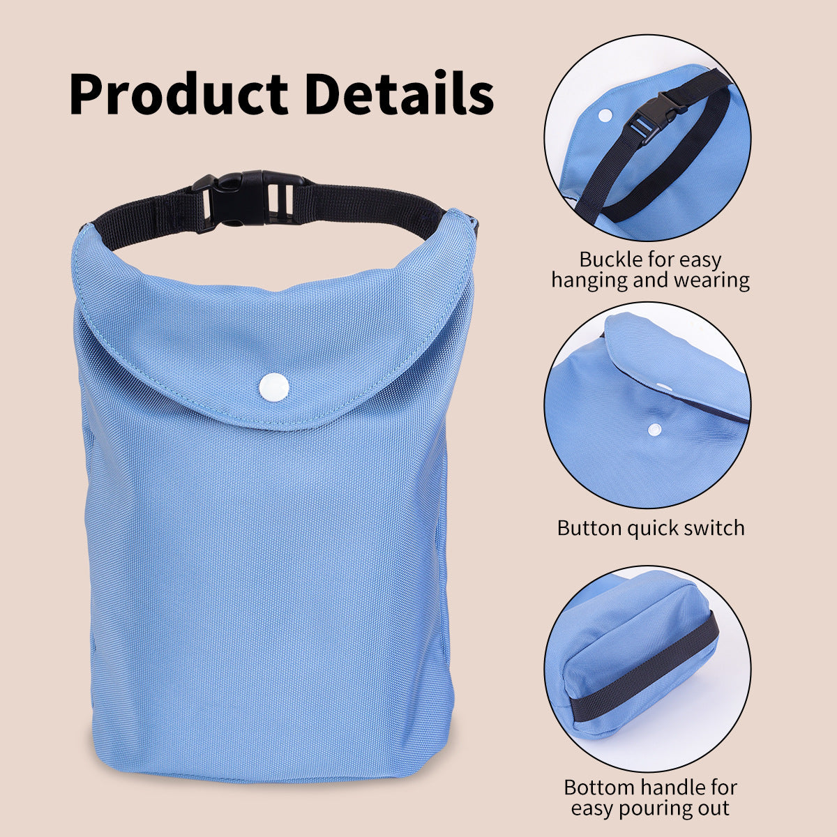 2-pcs Blue Portable Pet Food Storage Bag - Roll Top Treat Pouch for Travel & Walks - Image 3