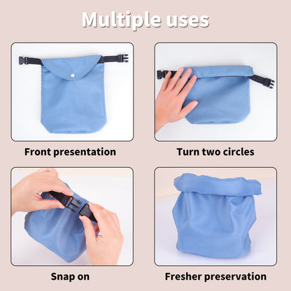 2-pcs Blue Portable Pet Food Storage Bag - Roll Top Treat Pouch for Travel & Walks - Image 4