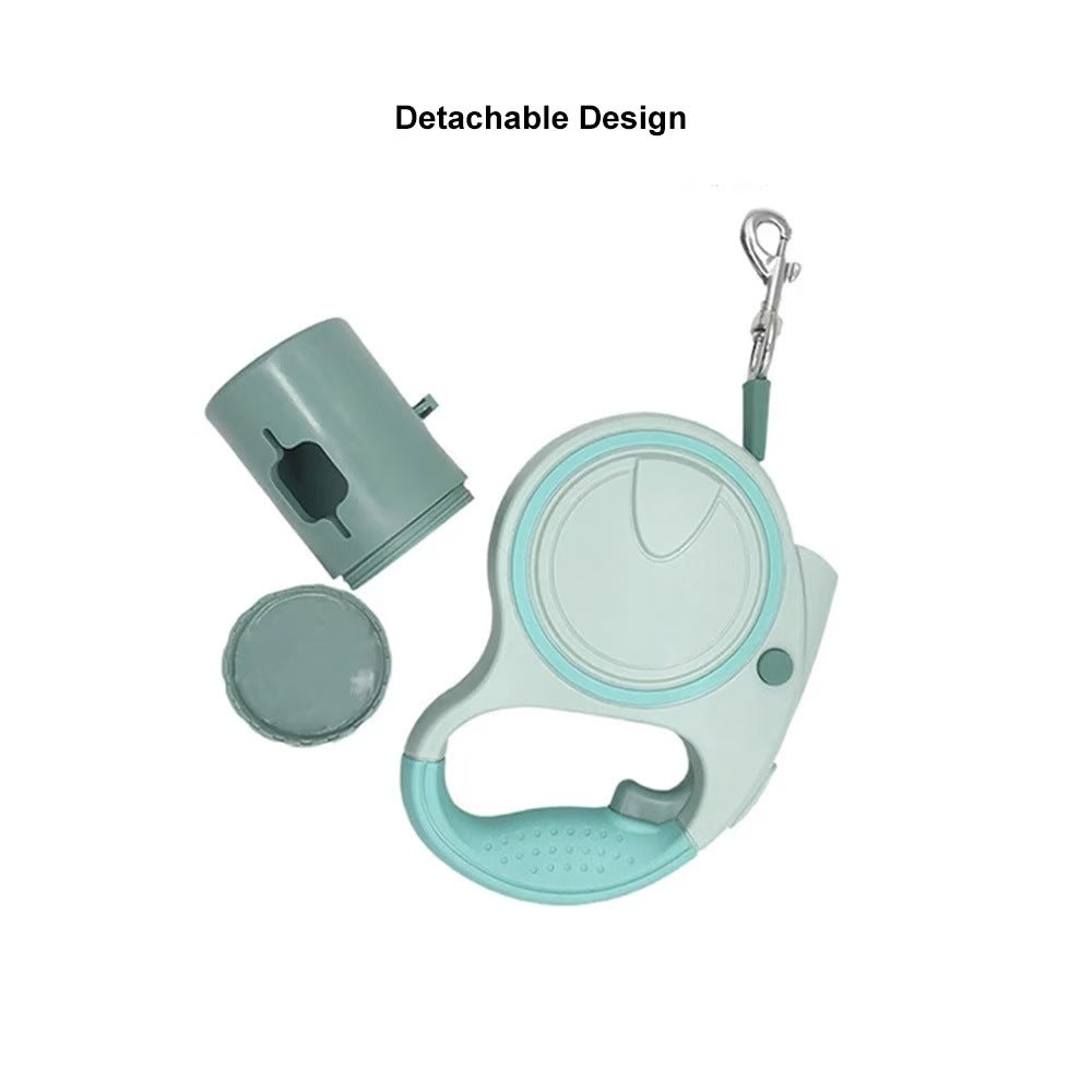 Blue and White 3M Retractable Dog Leash - Built-in LED Light (No Batteries) and Bag Holder - Image 3