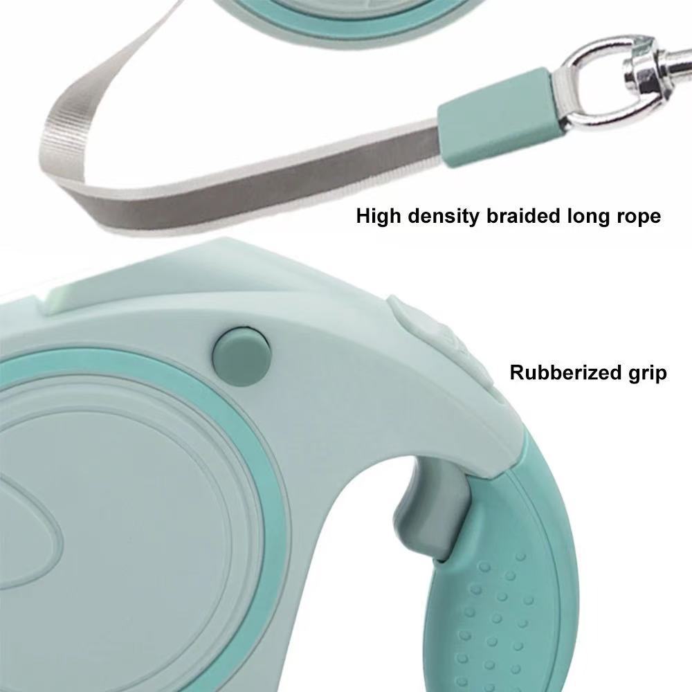 Blue and White 3M Retractable Dog Leash - Built-in LED Light (No Batteries) and Bag Holder - Image 4