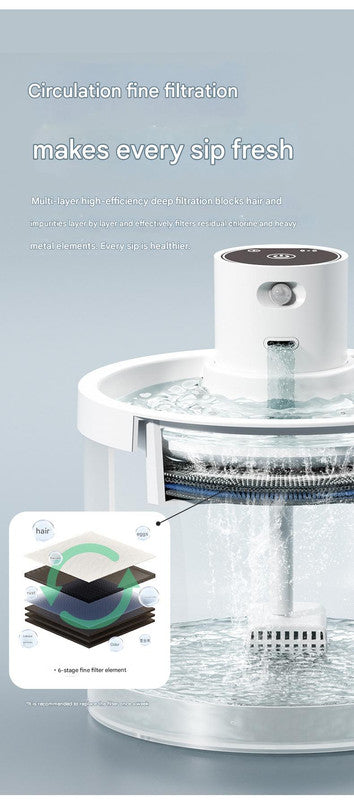 Black Wireless Automatic Pet Water Fountain - 2.2L Motion Sensor Dispenser - Image 5
