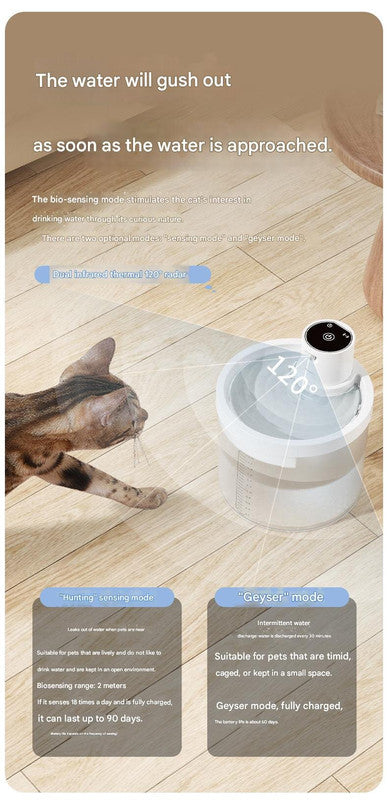 Orange Wireless Automatic Pet Water Fountain - 2.2L Motion Sensor Dispenser - Image 7