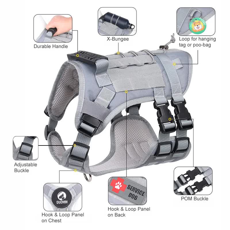 Black Tactical Dog Training Harness - Adjustable Vest for Training and Walking - L - Image 3