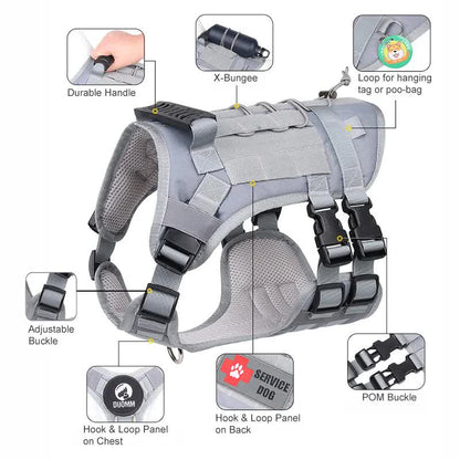 Green Tactical Dog Training Harness - Adjustable Vest for Training and Walking - M - Image 3