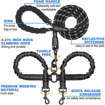 Blue Pet Double-Ended Rope + 1.5M Leash - Easy to walk two dogs, tangle-free design - Image 5