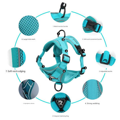 Blue Reflective Mesh Dog Harness and Leash Set - Adjustable No-Pull Vest - XL - Image 4