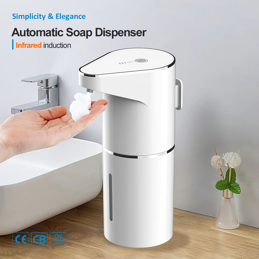 White Automatic Foaming Soap Dispenser - USB Rechargeable, Touchless Infrared Sensor - Image 2