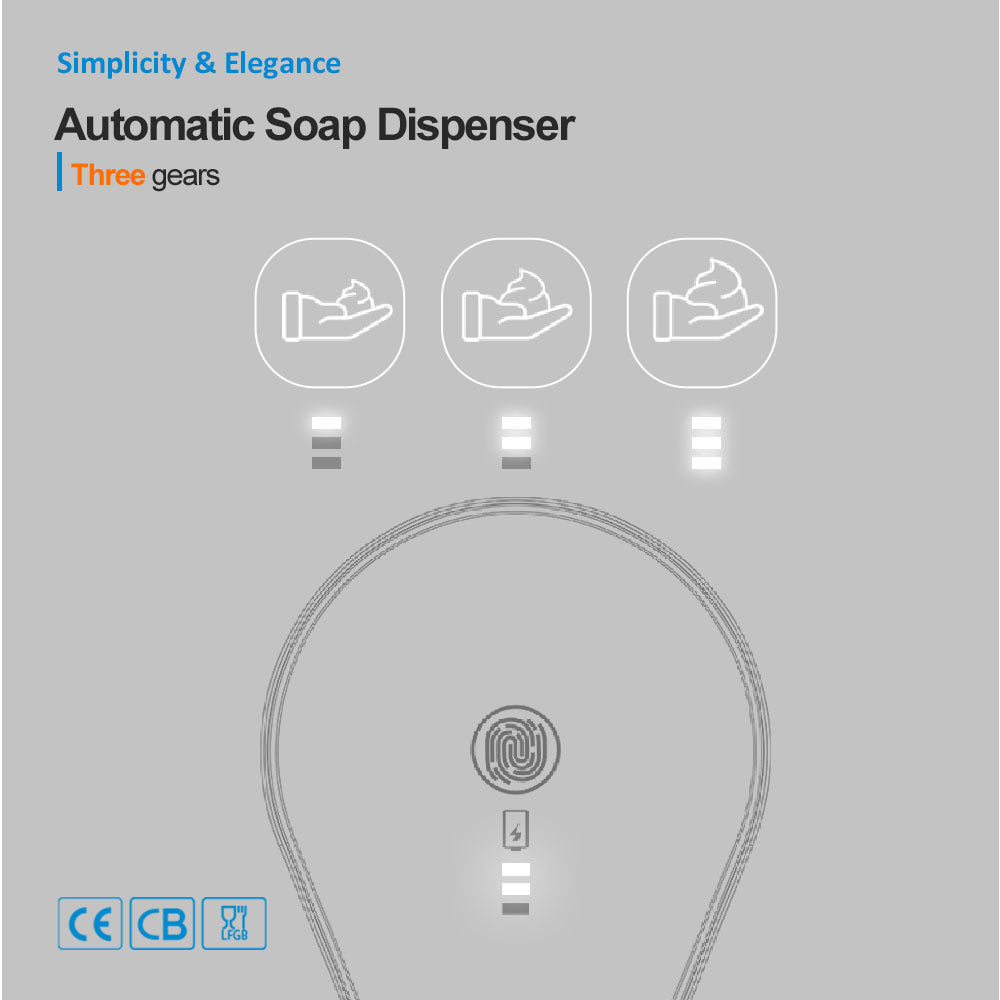 White Automatic Foaming Soap Dispenser - USB Rechargeable, Touchless Infrared Sensor - Image 4
