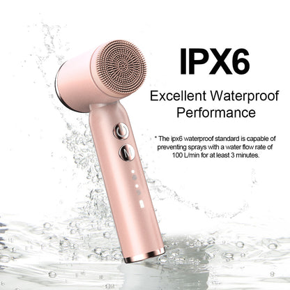 White 6-in-1 Electric Facial Cleansing Brush Set - Rechargeable & Waterproof - Image 5
