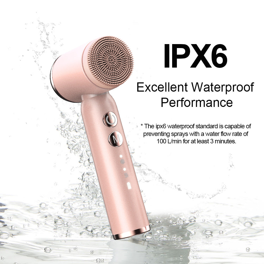 Green 6-in-1 Electric Facial Cleansing Brush Set - Rechargeable & Waterproof - Image 4